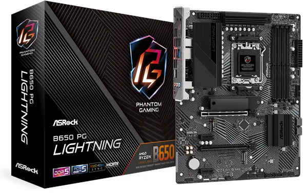 ASRock B650 PG Lightning Emolevy - AMD B650 - AMD AM5 -liitin - DDR5 RAM - ATX