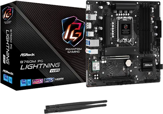 ASRock B760M PG LIGHTNING WIFI Emolevy - Intel B760 - Intel LGA1700 - DDR5 RAM - Micro-ATX